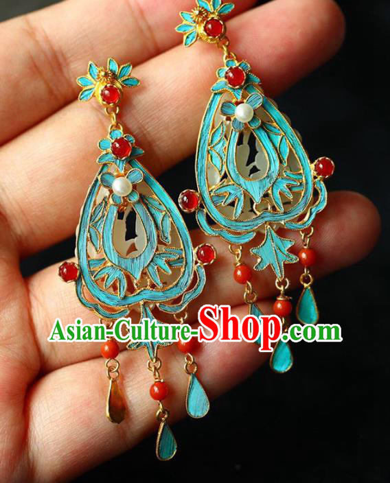Handmade China National Gems Earrings Traditional Cheongsam Accessories Red Beads Eardrop Jewelry Handmade China National Gems Earrings Traditional Cheongsam Accessories Red Beads Eardrop Jewelry