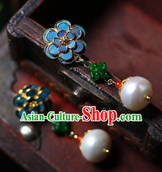 Handmade China Pearl Eardrop Jewelry National Jadeite Earrings Traditional Cheongsam Accessories Handmade China Pearl Eardrop Jewelry National Jadeite Earrings Traditional Cheongsam Accessories