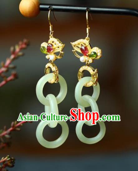 Handmade China Cheongsam Jade Rings Eardrop Traditional Jewelry Accessories National Golden Butterfly Earrings Handmade China Cheongsam Jade Rings Eardrop Traditional Jewelry Accessories National Golden Butterfly Earrings