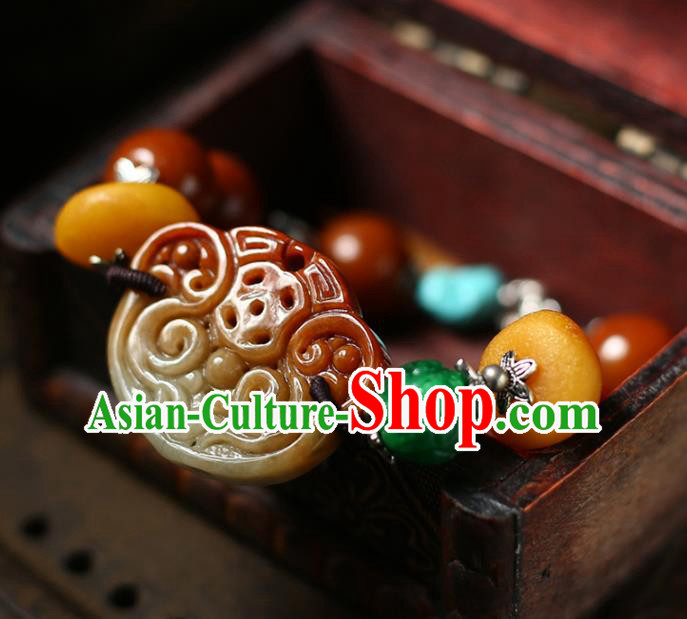 China Handmade Red Jade Bracelet Traditional Beeswax Jewelry Accessories National Jadeite Bangle China Handmade Red Jade Bracelet Traditional Beeswax Jewelry Accessories National Jadeite Bangle