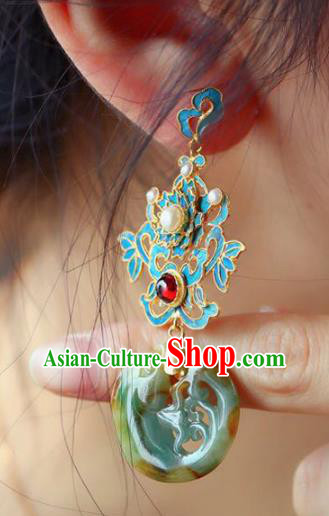 Handmade China Jadeite Eardrop Jewelry National Earrings Traditional Cheongsam Garnet Accessories Handmade China Jadeite Eardrop Jewelry National Earrings Traditional Cheongsam Garnet Accessories