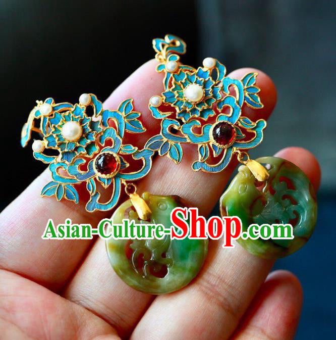 Handmade China Jadeite Eardrop Jewelry National Earrings Traditional Cheongsam Garnet Accessories Handmade China Jadeite Eardrop Jewelry National Earrings Traditional Cheongsam Garnet Accessories