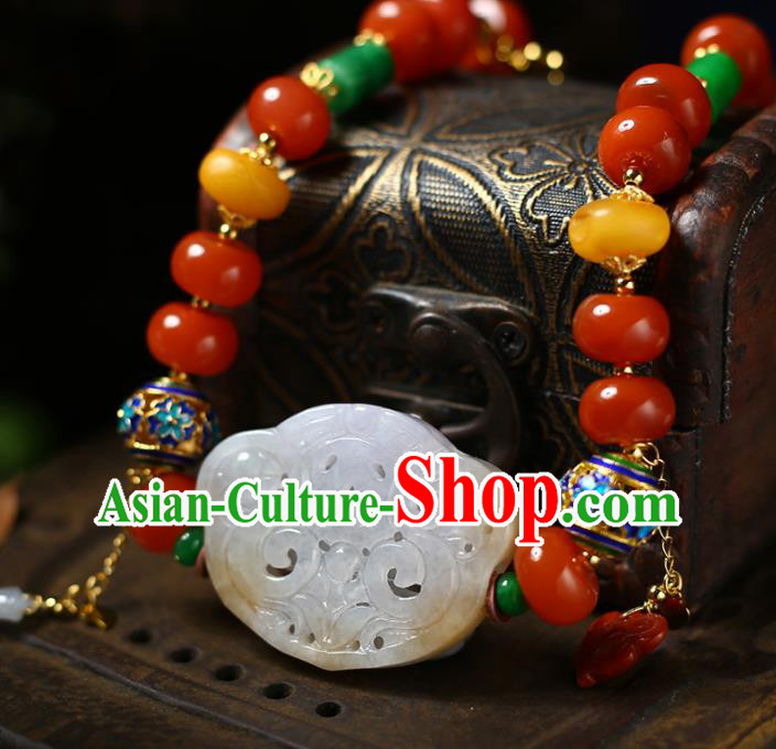 Chinese Handmade Agate Accessories National Cloisonne Necklet Classical Jade Necklace Chinese Handmade Agate Accessories National Cloisonne Necklet Classical Jade Necklace