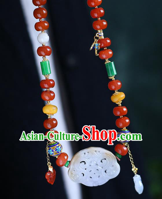 Chinese Handmade Agate Accessories National Cloisonne Necklet Classical Jade Necklace Chinese Handmade Agate Accessories National Cloisonne Necklet Classical Jade Necklace
