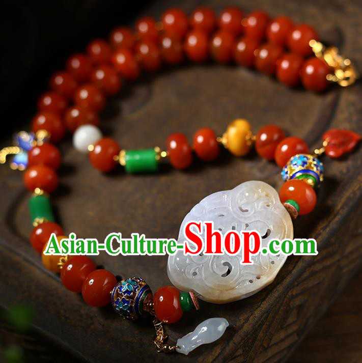 Chinese Handmade Agate Accessories National Cloisonne Necklet Classical Jade Necklace Chinese Handmade Agate Accessories National Cloisonne Necklet Classical Jade Necklace
