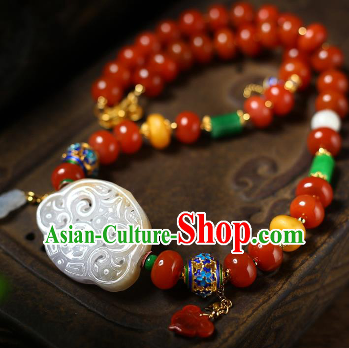 Chinese Handmade Agate Accessories National Cloisonne Necklet Classical Jade Necklace Chinese Handmade Agate Accessories National Cloisonne Necklet Classical Jade Necklace