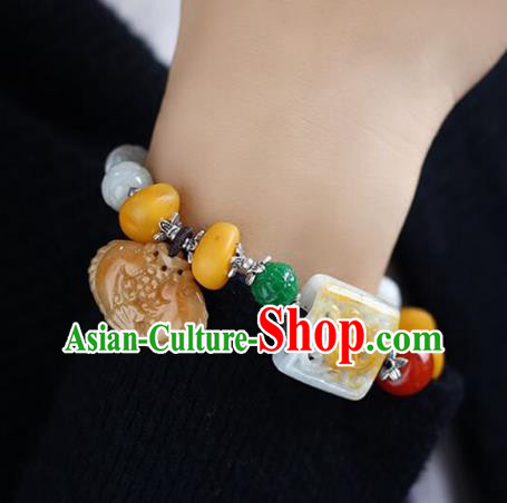 China Handmade White Jade Beads Bracelet Traditional Jewelry Accessories National Beeswax Silver Bangle China Handmade White Jade Beads Bracelet Traditional Jewelry Accessories National Beeswax Silver Bangle
