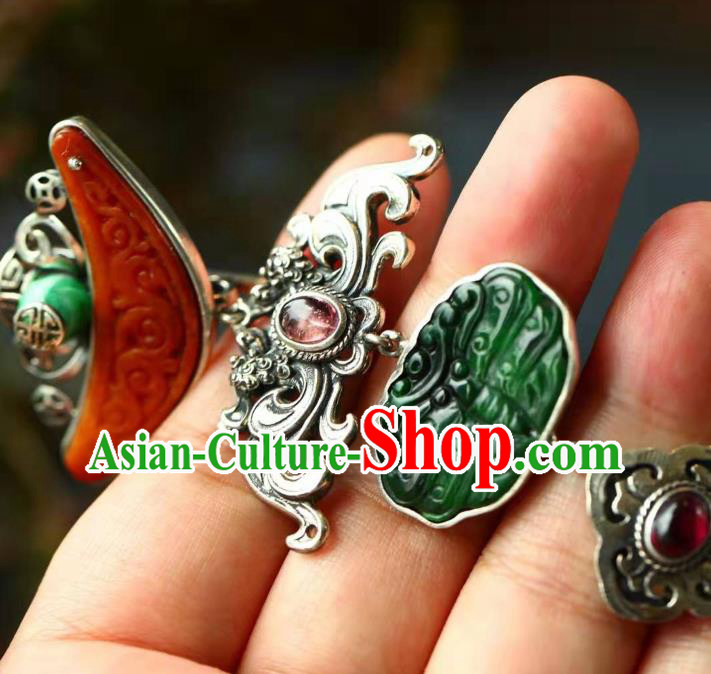 Chinese Handmade Silver Brooch Accessories Traditional National Jade Pendant Chinese Handmade Silver Brooch Accessories Traditional National Jade Pendant