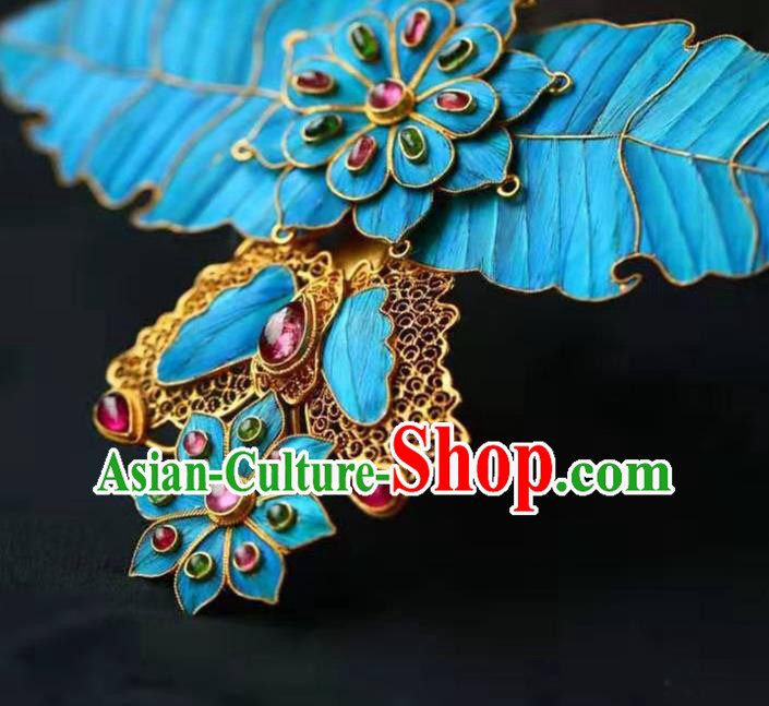 Chinese Handmade Qing Dynasty Hair Accessories Traditional Ancient Palace Lady Gems Hairpin Chinese Handmade Qing Dynasty Hair Accessories Traditional Ancient Palace Lady Gems Hairpin