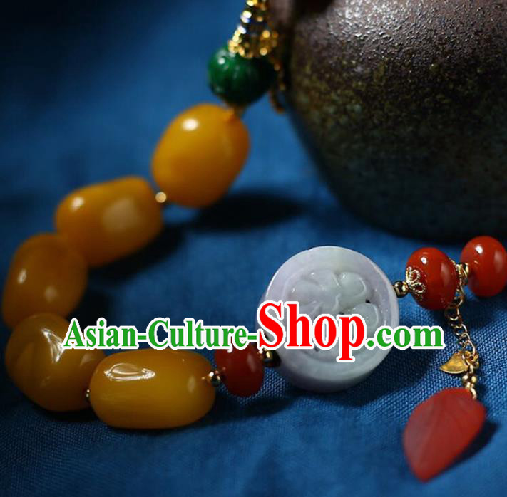 Chinese Handmade Agate Beads Necklet National Classical Necklace Beeswax Accessories Chinese Handmade Agate Beads Necklet National Classical Necklace Beeswax Accessories