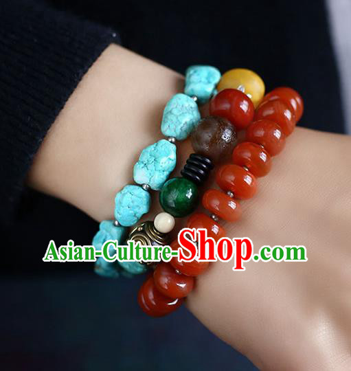 Chinese Handmade Kallaite Necklet National Classical Agate Beads Necklace Accessories Chinese Handmade Kallaite Necklet National Classical Agate Beads Necklace Accessories