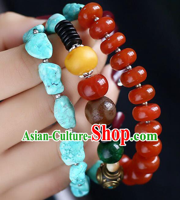 Chinese Handmade Kallaite Necklet National Classical Agate Beads Necklace Accessories Chinese Handmade Kallaite Necklet National Classical Agate Beads Necklace Accessories