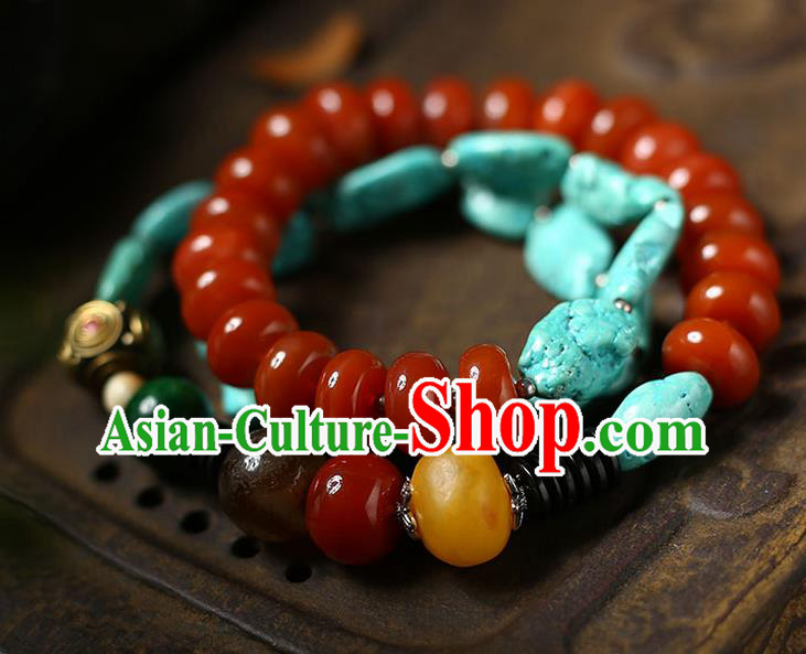 Chinese Handmade Kallaite Necklet National Classical Agate Beads Necklace Accessories Chinese Handmade Kallaite Necklet National Classical Agate Beads Necklace Accessories