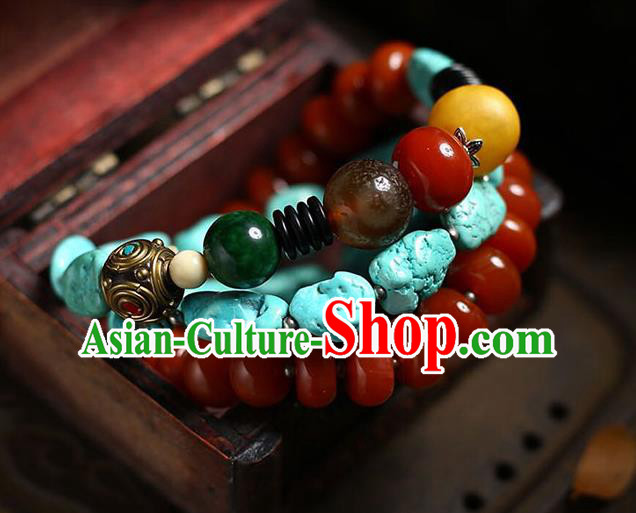 Chinese Handmade Kallaite Necklet National Classical Agate Beads Necklace Accessories Chinese Handmade Kallaite Necklet National Classical Agate Beads Necklace Accessories