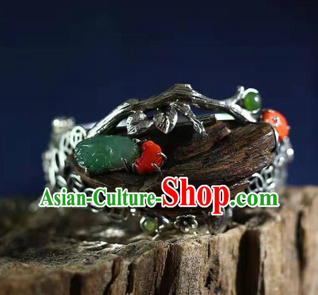 China Traditional Eaglewood Jewelry Accessories Handmade Bracelet National Silver Bangle China Traditional Eaglewood Jewelry Accessories Handmade Bracelet National Silver Bangle
