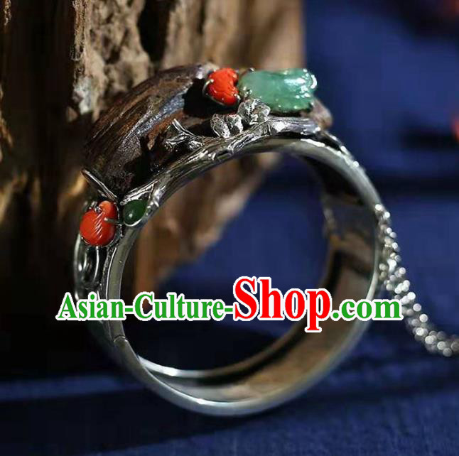 China Traditional Eaglewood Jewelry Accessories Handmade Bracelet National Silver Bangle China Traditional Eaglewood Jewelry Accessories Handmade Bracelet National Silver Bangle