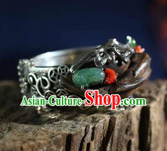 China Traditional Eaglewood Jewelry Accessories Handmade Bracelet National Silver Bangle China Traditional Eaglewood Jewelry Accessories Handmade Bracelet National Silver Bangle