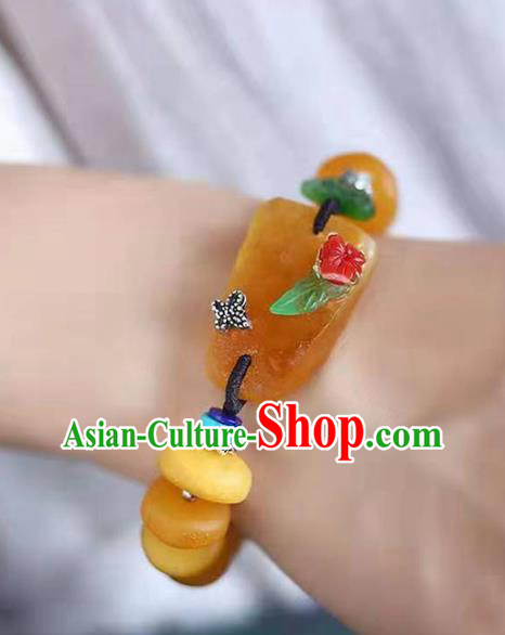 China Handmade Beeswax Bracelet National Jadeite Bangle Traditional Jewelry Accessories China Handmade Beeswax Bracelet National Jadeite Bangle Traditional Jewelry Accessories