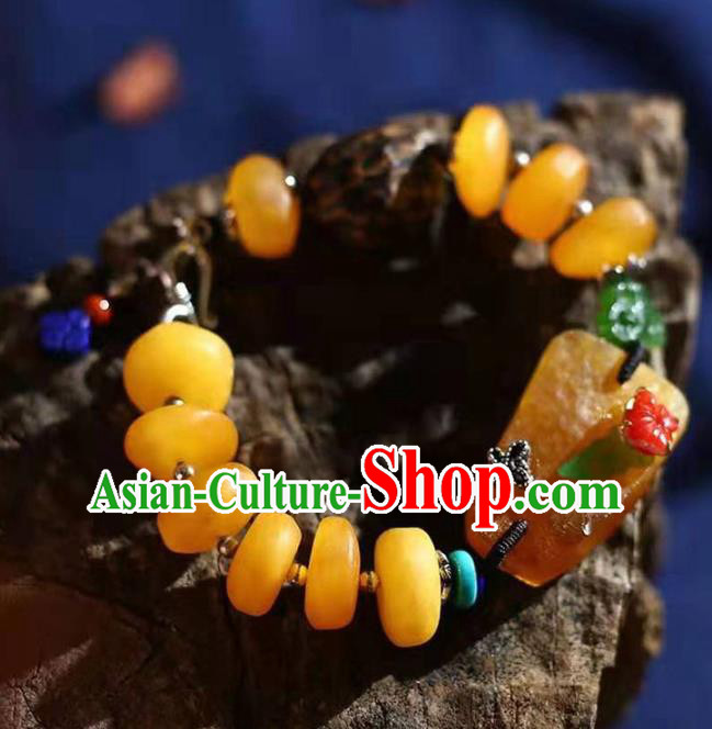 China Handmade Beeswax Bracelet National Jadeite Bangle Traditional Jewelry Accessories China Handmade Beeswax Bracelet National Jadeite Bangle Traditional Jewelry Accessories
