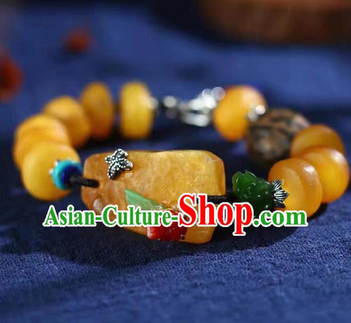 China Handmade Beeswax Bracelet National Jadeite Bangle Traditional Jewelry Accessories China Handmade Beeswax Bracelet National Jadeite Bangle Traditional Jewelry Accessories
