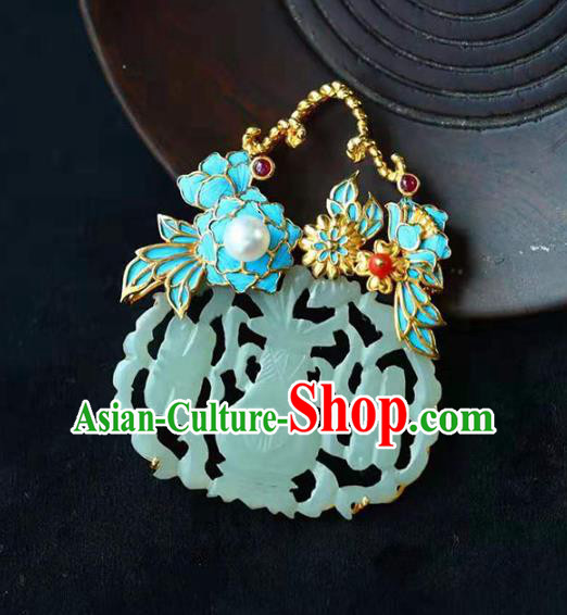 Chinese Classical Jade Vase Necklet Pendant Handmade Pearl Accessories National Necklace Chinese Classical Jade Vase Necklet Pendant Handmade Pearl Accessories National Necklace