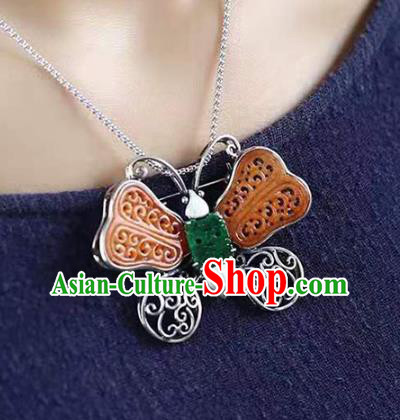 Chinese Handmade Yellow Jade Butterfly Brooch Accessories Traditional Silver Jewelry Breastpin Pendant Chinese Handmade Yellow Jade Butterfly Brooch Accessories Traditional Silver Jewelry Breastpin Pendant