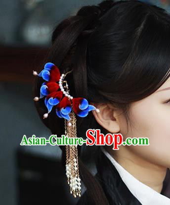 Chinese Traditional Velvet Hairpin Hanfu Hair Accessories Ancient Princess Tassel Hair Stick Chinese Traditional Velvet Hairpin Hanfu Hair Accessories Ancient Princess Tassel Hair Stick