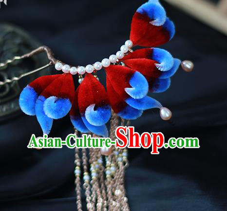 Chinese Traditional Velvet Hairpin Hanfu Hair Accessories Ancient Princess Tassel Hair Stick Chinese Traditional Velvet Hairpin Hanfu Hair Accessories Ancient Princess Tassel Hair Stick