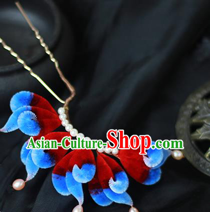 Chinese Traditional Velvet Hairpin Hanfu Hair Accessories Ancient Princess Tassel Hair Stick Chinese Traditional Velvet Hairpin Hanfu Hair Accessories Ancient Princess Tassel Hair Stick
