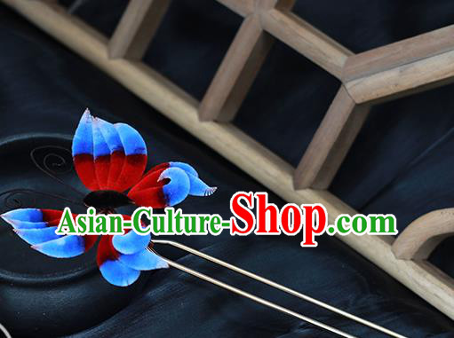 Chinese Traditional Velvet Butterfly Hairpin Hanfu Hair Accessories Ancient Princess Hair Stick Chinese Traditional Velvet Butterfly Hairpin Hanfu Hair Accessories Ancient Princess Hair Stick