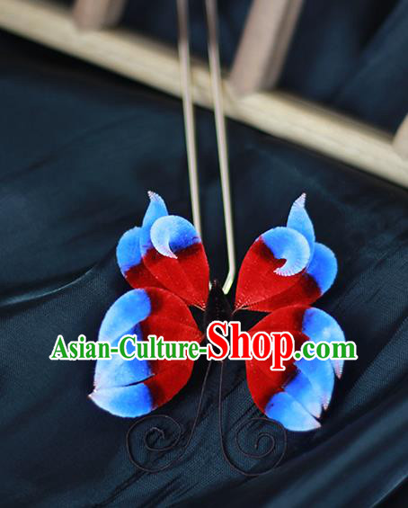 Chinese Traditional Velvet Butterfly Hairpin Hanfu Hair Accessories Ancient Princess Hair Stick Chinese Traditional Velvet Butterfly Hairpin Hanfu Hair Accessories Ancient Princess Hair Stick