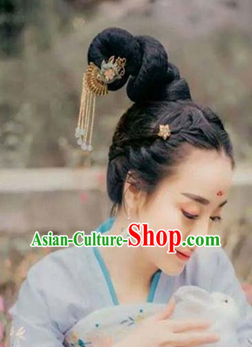 Chinese Ancient Palace Lady Wigs Sheath Headwear Tang Dynasty Court Maid Hair Chignon Chinese Ancient Palace Lady Wigs Sheath Headwear Tang Dynasty Court Maid Hair Chignon