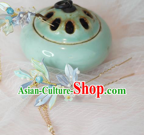 Chinese Traditional Silk Leaf Hairpin Ancient Princess Tassel Hair Stick Hanfu Hair Accessories Chinese Traditional Silk Leaf Hairpin Ancient Princess Tassel Hair Stick Hanfu Hair Accessories