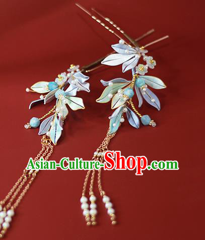 Chinese Traditional Silk Leaf Hairpin Ancient Princess Tassel Hair Stick Hanfu Hair Accessories Chinese Traditional Silk Leaf Hairpin Ancient Princess Tassel Hair Stick Hanfu Hair Accessories