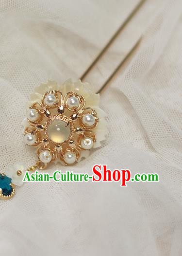 Chinese Ancient Princess Hair Accessories Traditional Hanfu Shell Flower Hairpin Chinese Ancient Princess Hair Accessories Traditional Hanfu Shell Flower Hairpin