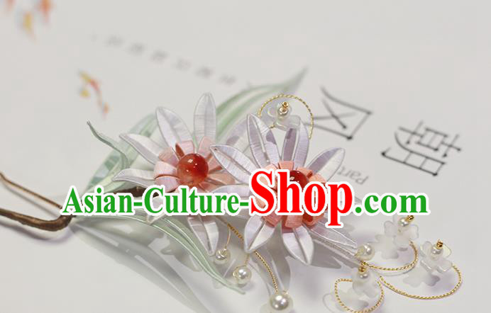 Chinese Ancient Princess Flowers Hairpin Hair Accessories Traditional Silk Chrysanthemum Hair Stick Chinese Ancient Princess Flowers Hairpin Hair Accessories Traditional Silk Chrysanthemum Hair Stick