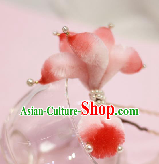 Chinese Traditional Hanfu Velvet Goldfish Hair Stick Ancient Princess Hairpin Pearls Hair Accessories Chinese Traditional Hanfu Velvet Goldfish Hair Stick Ancient Princess Hairpin Pearls Hair Accessories
