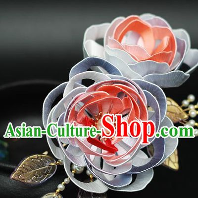 Chinese Traditional Hanfu Silk Peony Hair Stick Hair Accessories Ancient Princess Pearls Flower Hairpin