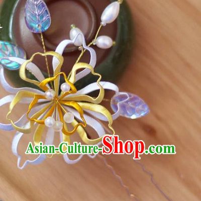 Chinese Classical Hair Stick Traditional Silk Pear Blossom Hairpin Handmade Hair Accessories