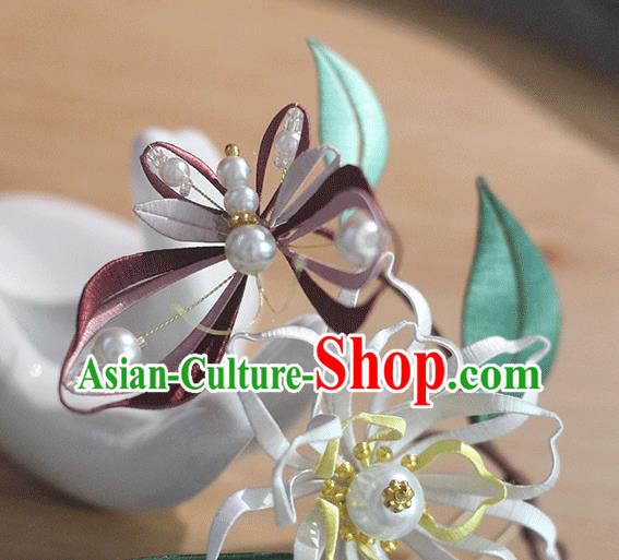 Chinese Traditional Silk Butterfly Flower Hairpin Handmade Hair Accessories Classical Pearls Hair Stick Chinese Traditional Silk Butterfly Flower Hairpin Handmade Hair Accessories Classical Pearls Hair Stick