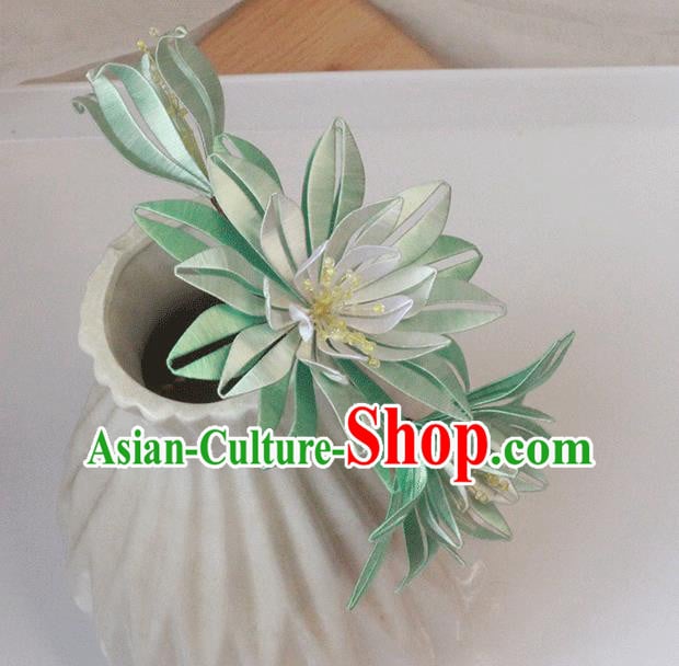 Chinese Traditional Hanfu Hairpin Handmade Hair Accessories Classical Green Silk Epiphyllum Hair Stick Chinese Traditional Hanfu Hairpin Handmade Hair Accessories Classical Green Silk Epiphyllum Hair Stick