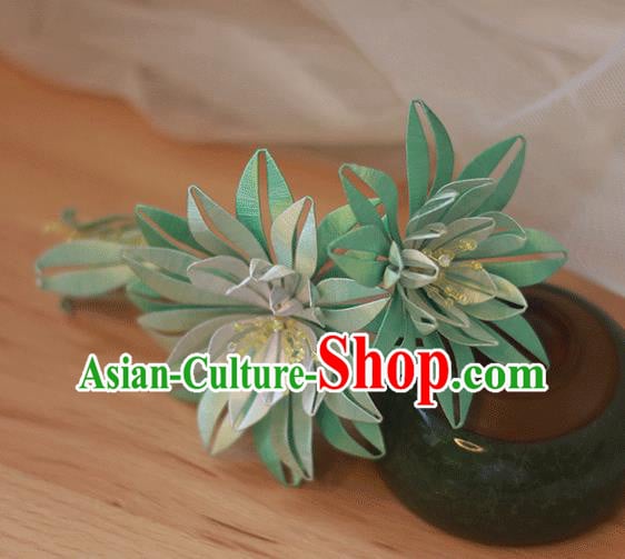 Chinese Traditional Hanfu Hairpin Handmade Hair Accessories Classical Green Silk Epiphyllum Hair Stick Chinese Traditional Hanfu Hairpin Handmade Hair Accessories Classical Green Silk Epiphyllum Hair Stick