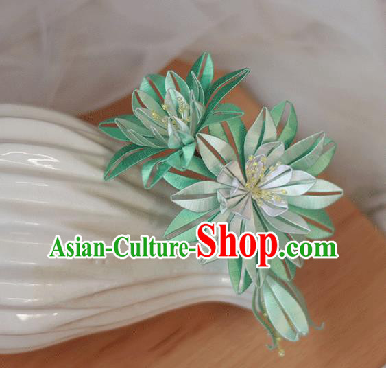 Chinese Traditional Hanfu Hairpin Handmade Hair Accessories Classical Green Silk Epiphyllum Hair Stick Chinese Traditional Hanfu Hairpin Handmade Hair Accessories Classical Green Silk Epiphyllum Hair Stick