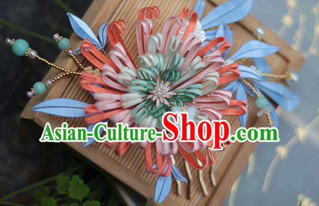 Chinese Traditional Hanfu Shell Hair Stick Hair Accessories Handmade Classical Silk Chrysanthemum Hairpin Chinese Traditional Hanfu Shell Hair Stick Hair Accessories Handmade Classical Silk Chrysanthemum Hairpin