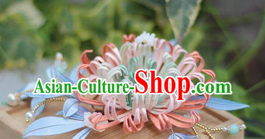 Chinese Traditional Hanfu Shell Hair Stick Hair Accessories Handmade Classical Silk Chrysanthemum Hairpin Chinese Traditional Hanfu Shell Hair Stick Hair Accessories Handmade Classical Silk Chrysanthemum Hairpin