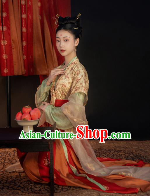 China Ancient Tang Dynasty Court Beauty Historical Clothing Traditional Classical Dance Hanfu Costumes China Ancient Tang Dynasty Court Beauty Historical Clothing Traditional Classical Dance Hanfu Costumes