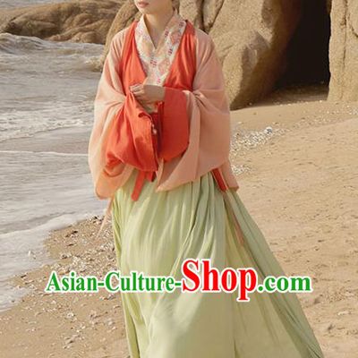 Traditional China Jin Dynasty Palace Lady Hanfu Dress Clothing Ancient Young Beauty Historical Costume