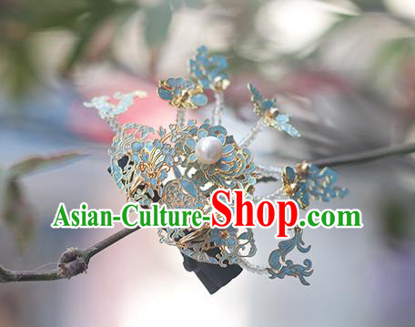 Chinese Ancient Ming Dynasty Palace Lady Hairpin Handmade Enamel Hair Crown Chinese Ancient Ming Dynasty Palace Lady Hairpin Handmade Enamel Hair Crown