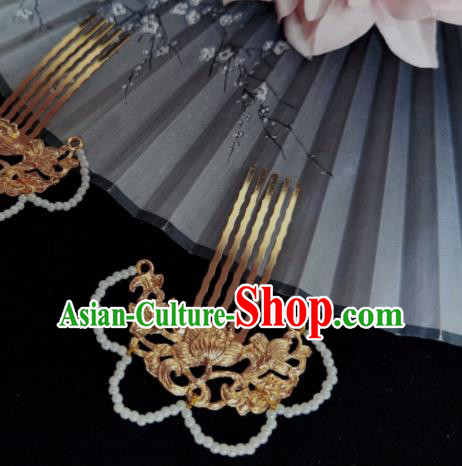 Chinese Traditional Ming Dynasty Hairpin Ancient Empress Golden Hair Comb Chinese Traditional Ming Dynasty Hairpin Ancient Empress Golden Hair Comb