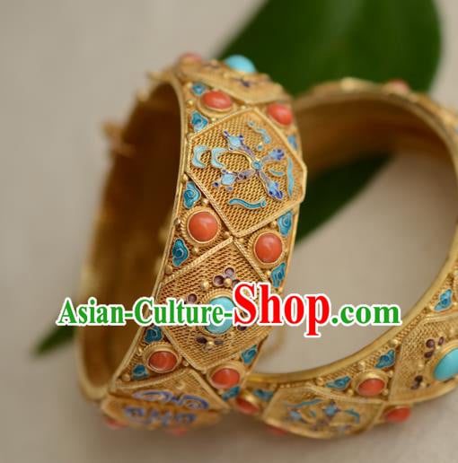 China National Cloisonne Bracelet Jewelry Traditional Handmade Qing Dynasty Filigree Bangle Accessories China National Cloisonne Bracelet Jewelry Traditional Handmade Qing Dynasty Filigree Bangle Accessories